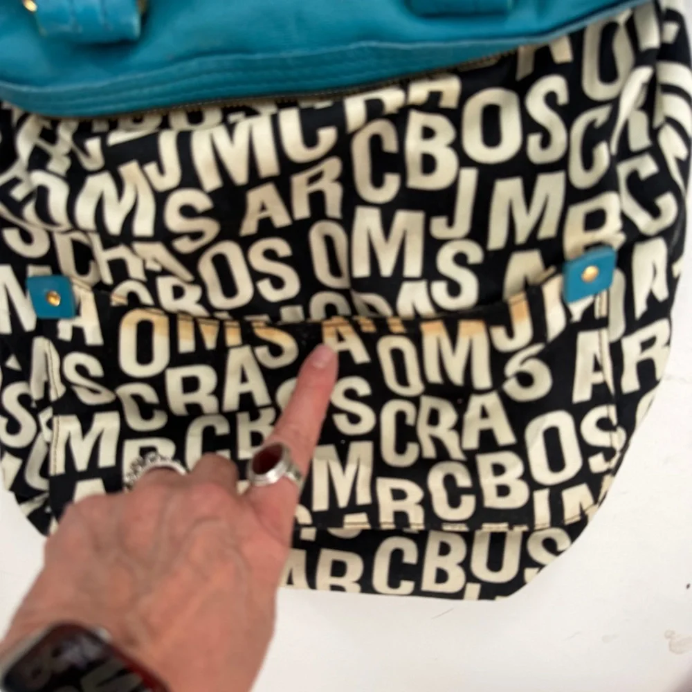 Marc Jacobs Totally Turnlock Shifty Satchel Crossbody Bag Peacock Blue Leather